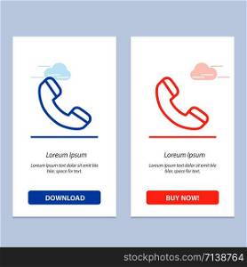 Call, Phone, Telephone Blue and Red Download and Buy Now web Widget Card Template