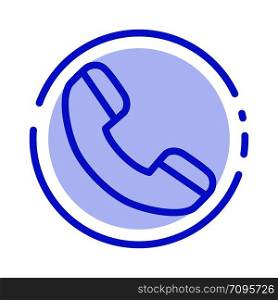 Call, Phone, Telephone Blue Dotted Line Line Icon