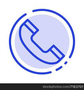 Call, Phone, Telephone Blue Dotted Line Line Icon