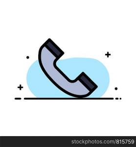 Call, Phone, Telephone Business Flat Line Filled Icon Vector Banner Template