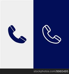 Call, Phone, Telephone Line and Glyph Solid icon Blue banner Line and Glyph Solid icon Blue banner