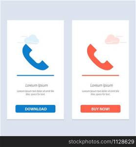 Call, Phone, Telephone, Mobile Blue and Red Download and Buy Now web Widget Card Template