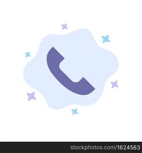 Call, Phone, Telephone, Mobile Blue Icon on Abstract Cloud Background