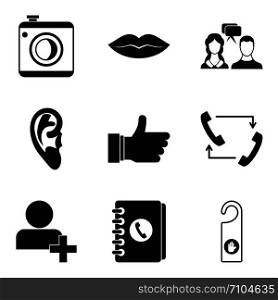 Call recording icons set. Simple set of 9 call recording vector icons for web isolated on white background. Call recording icons set, simple style