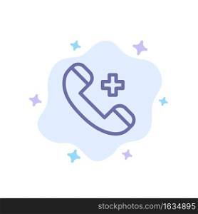 Call, Ring, Hospital, Phone, Delete Blue Icon on Abstract Cloud Background