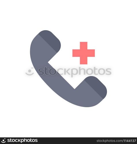 Call, Ring, Hospital, Phone, Delete Flat Color Icon. Vector icon banner Template