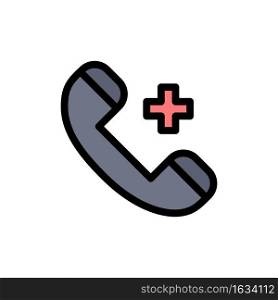 Call, Ring, Hospital, Phone, Delete  Flat Color Icon. Vector icon banner Template