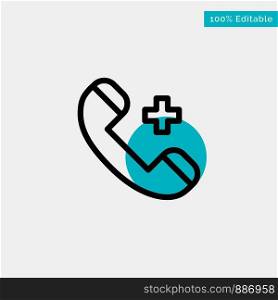 Call, Ring, Hospital, Phone, Delete turquoise highlight circle point Vector icon