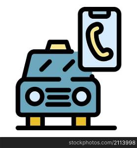 Call smart taxi icon. Outline call smart taxi vector icon color flat isolated. Call smart taxi icon color outline vector