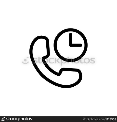Call time icon vector. A thin line sign. Isolated contour symbol illustration. Call time icon vector. Isolated contour symbol illustration