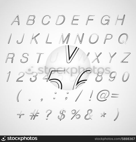 Calligraphic black grunge alphabet stock vector illustration.. Calligraphic black grunge alphabet vector illustration