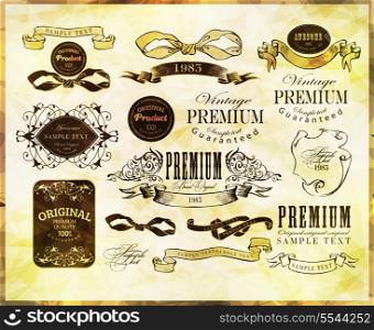 calligraphic Card design elements and page decoration/Old style frames and labels/ Retro floral ornaments