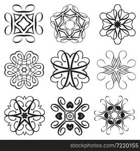 Calligraphic decorative elements for creative graphics design tasks. Calligraphic decorative elements