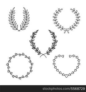 Calligraphic decorative wreath set vector illustration isolated