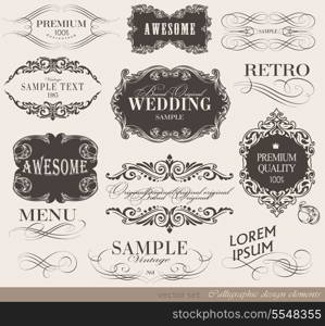 calligraphic design elements ?an be used for invitation, congratulation or website