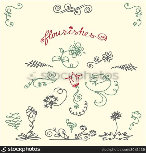 Calligraphic design elements and page decoration. Calligraphic design elements and page decoration, vector. Calligraphic design elements and page decoration