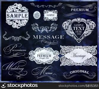 calligraphic design elements and page decoration set retro vintage ribbons and label. calligraphic design elements