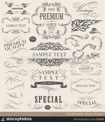 calligraphic design elements and page decoration/ vector set