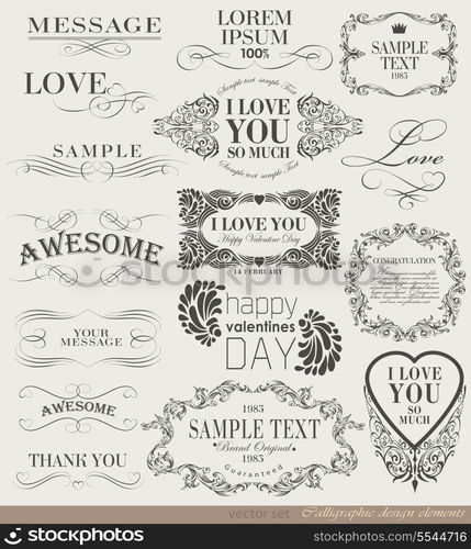 calligraphic design elements and page decoration/ vector set