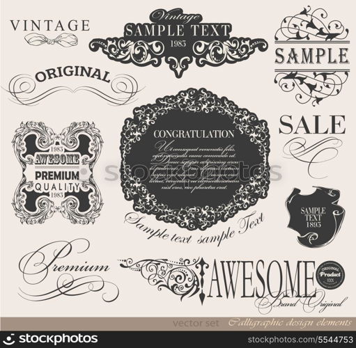 calligraphic design elements and page decoration/ vector set