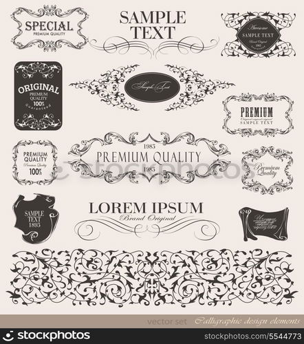 calligraphic design elements and page decoration/ vector set