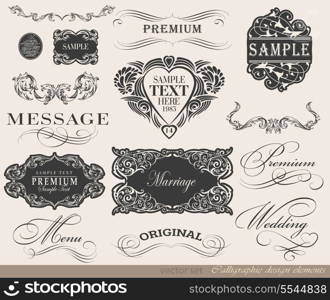 calligraphic design elements and page decoration/ vector set