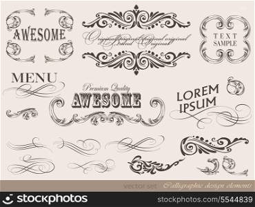 calligraphic design elements and page decoration/ vector set