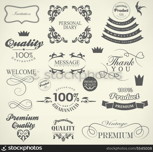 calligraphic design elements and page decoration/ vector set