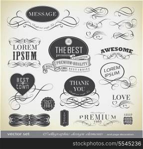 calligraphic design elements and page decoration/ vector set