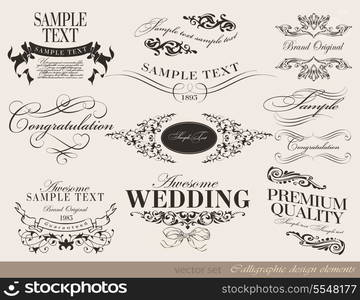 calligraphic design elements and page decoration/ vector set