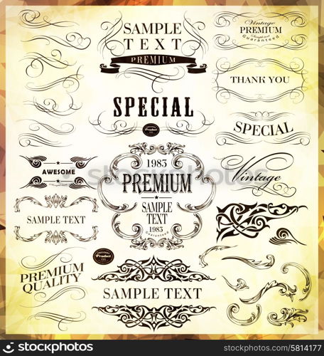 calligraphic design elements and page decoration vector set. calligraphic design elements