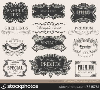 calligraphic design elements and page decoration vector set. calligraphic design elements