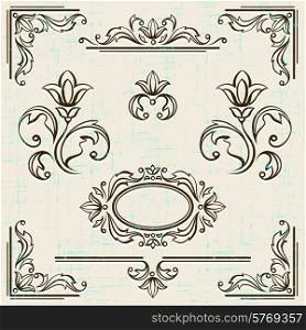 Calligraphic design elements and page decoration vintage frames.