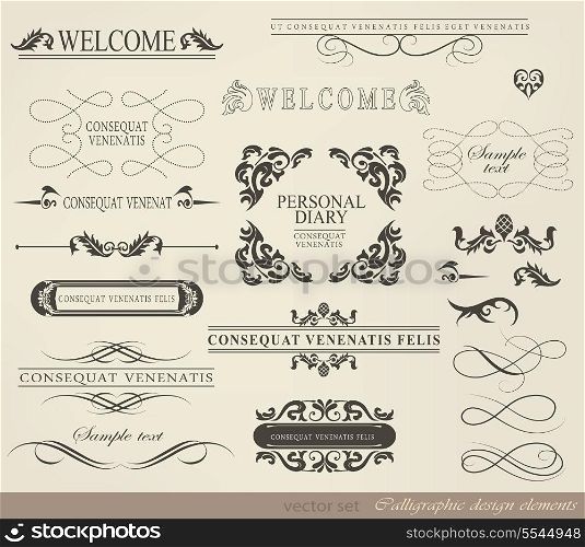 calligraphic design elements, page decoration and label/ vector set