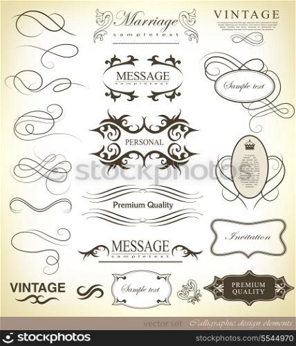 calligraphic design elements, page decoration and label/ vector set