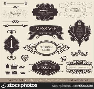calligraphic design elements, page decoration and labls / vector set