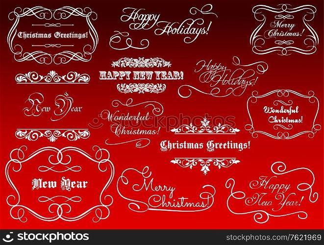 Calligraphic elements for Christmas and New Year holidays