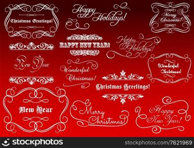 Calligraphic elements for Christmas and New Year holidays