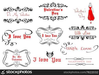 Calligraphic elements for Valentine&rsquo;s Day holiday design with scripts and headlines