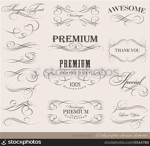 calligraphic frame design elements for invitation/ vector set