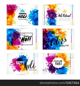 Calligraphic header and banner set happy holi beautiful Indian festival colorful collection design. Vector illustration.. Calligraphic header and banner set happy holi beautiful Indian f
