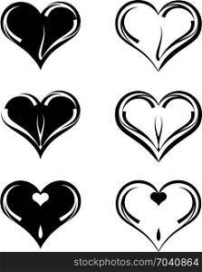 Calligraphic Heart Shape Collection Vector Art Illustration