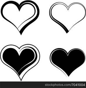Calligraphic Heart Shape Collection Vector Art Illustration