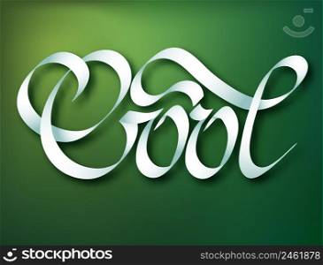 Calligraphic inscription template with elegant beautiful stylish Cool ribbon word on green background isolated vector illustration. Calligraphic Inscription Template
