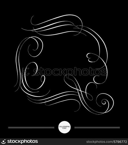 Calligraphic letter. Abstract font. Design elements can be used for invitation, congratulation. Digital illustration