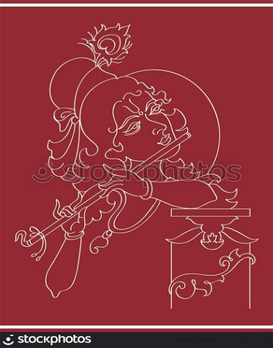 Calligraphic Lord Krishna