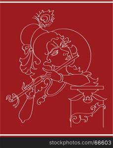 Calligraphic Lord Krishna Vector Art