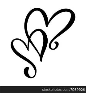 Calligraphic love heart sign. Vector Romantic illustration symbol join, passion and wedding. Calligraphy Design flat element of valentine day. Template for t-shirt, card, invitation.. Calligraphic love heart sign. Vector Romantic illustration symbol join, passion and wedding. Calligraphy Design flat element of valentine day. Template for t-shirt, card, invitation