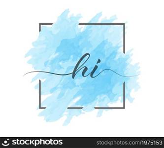 calligraphic lowercase letters H and I are written in a solid line on a colored background in a frame. Simple Style