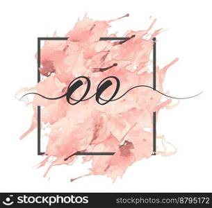 Calligraphic lowercase letters O and O are written in a solid line on a colored background in a frame